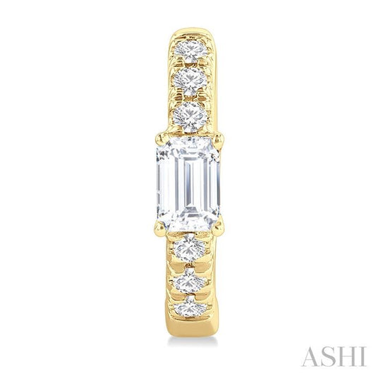 ASHI Emerald Shape Petite Diamond Fashion Huggie Earrings 660X4PPFGERYG-OC
