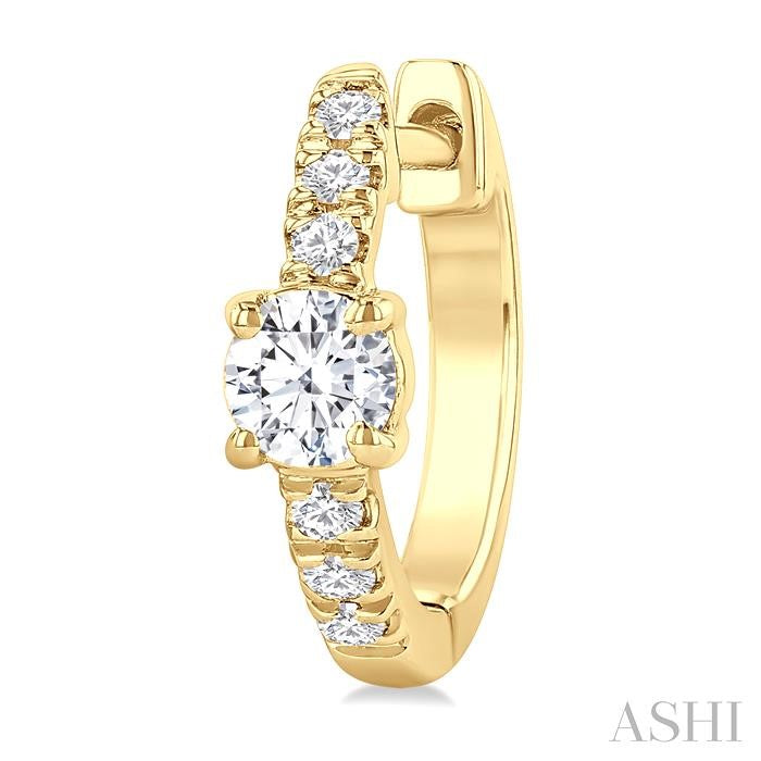 ASHI Round Shape Petite Diamond Fashion Huggie Earrings 660X4PPFGERYG-RD