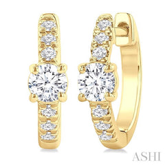 ASHI Round Shape Petite Diamond Fashion Huggie Earrings 660X4PPFGERYG-RD