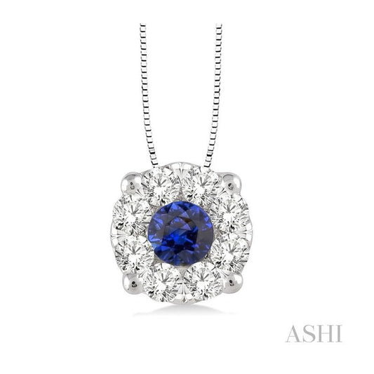 ASHI Round Shape Lovebright Gemstone & Diamond Pendant 58475PPFVPDSPWG