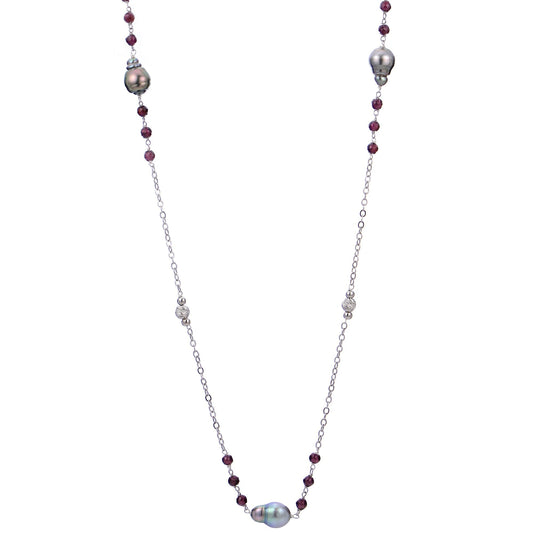 Parkplace Pearls Sterling Silver Tahitian Pearl Necklace 661839/B