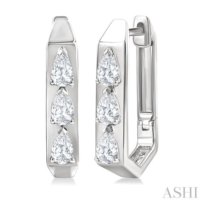 ASHI Pear Shape Diamond Hoop Earrings 661U3PPFGERWG