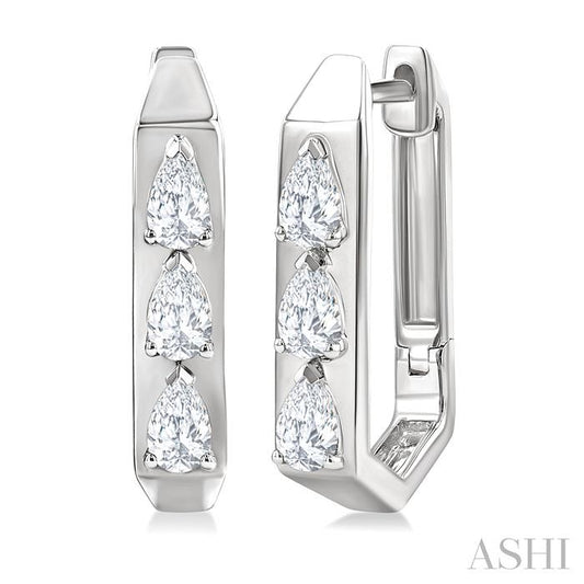 ASHI Pear Shape Diamond Hoop Earrings 661U3PPFGERWG