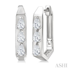 ASHI Pear Shape Diamond Hoop Earrings 661U3PPFGERWG