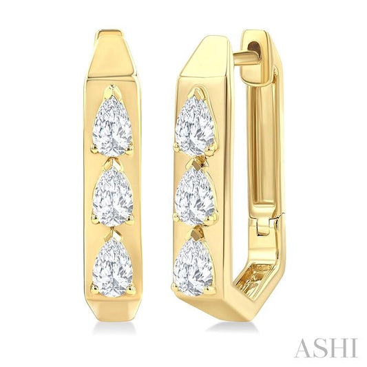 ASHI Pear Shape Diamond Hoop Earrings 661U3PPFGERYG