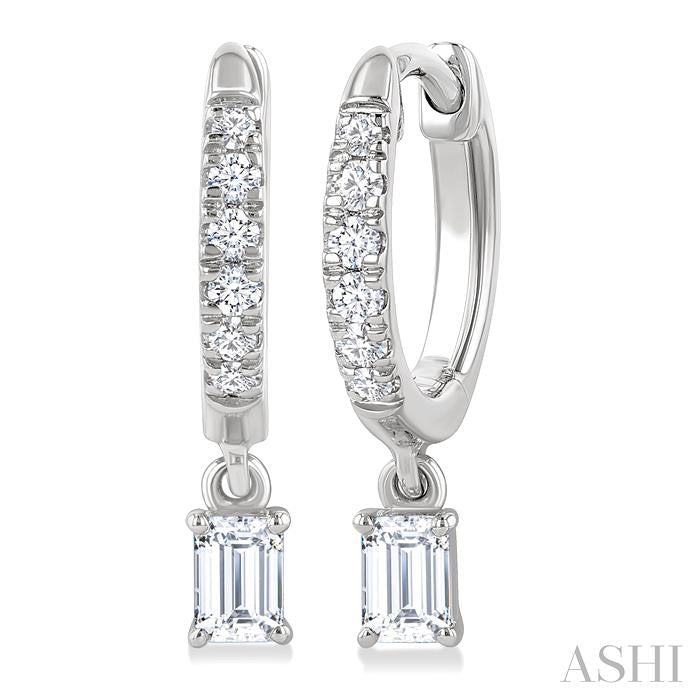 ASHI Emerald Shape Petite Diamond Fashion Huggie Earrings 661X4PPFGERWG-OC