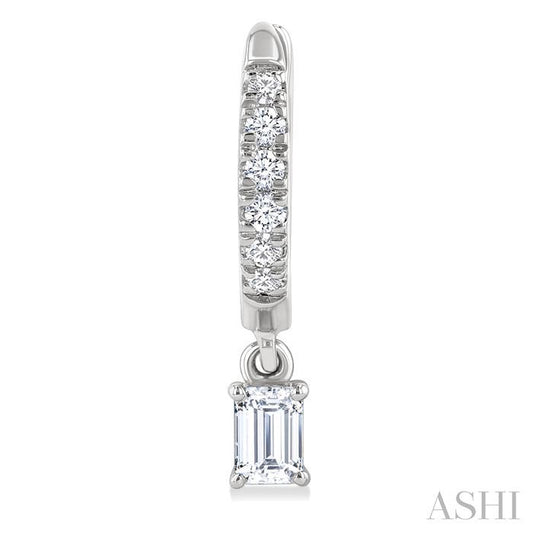 ASHI Emerald Shape Petite Diamond Fashion Huggie Earrings 661X4PPFGERWG-OC