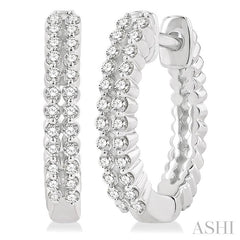 ASHI Two Row Petite Diamond Huggie Fashion Earrings 662W6PPTGERWG