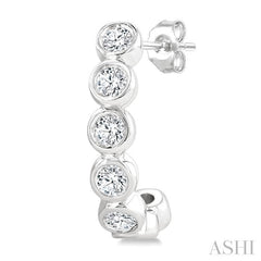 ASHI Bezel Set Petite Diamond Half Hoop Earrings 662X6PPTGERWG