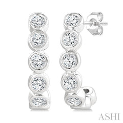 ASHI Bezel Set Petite Diamond Half Hoop Earrings 662X6PPTGERWG