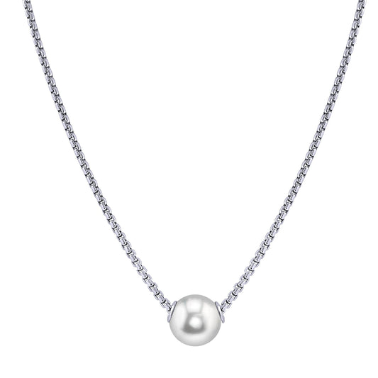Parkplace Pearls Sterling Silver Freshwater Pearl Solitaire Necklace 663001/WHT