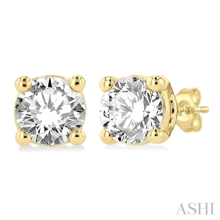 ASHI Round Shape Diamond Stud Earrings 66303PPFGERYG-0.6
