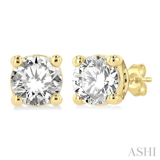 ASHI Round Shape Diamond Stud Earrings 66303PPFGERYG-0.6