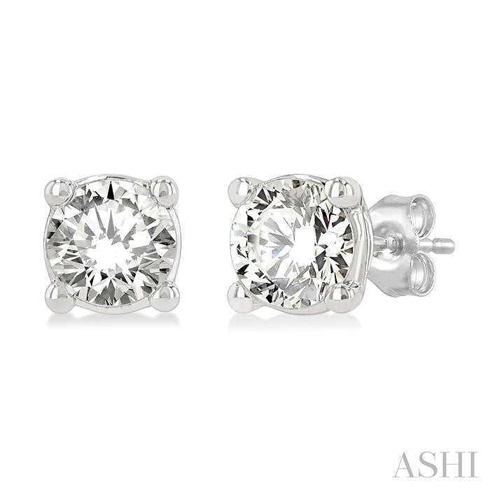 ASHI Round Shape Diamond Stud Earrings 66305PPFGERWG