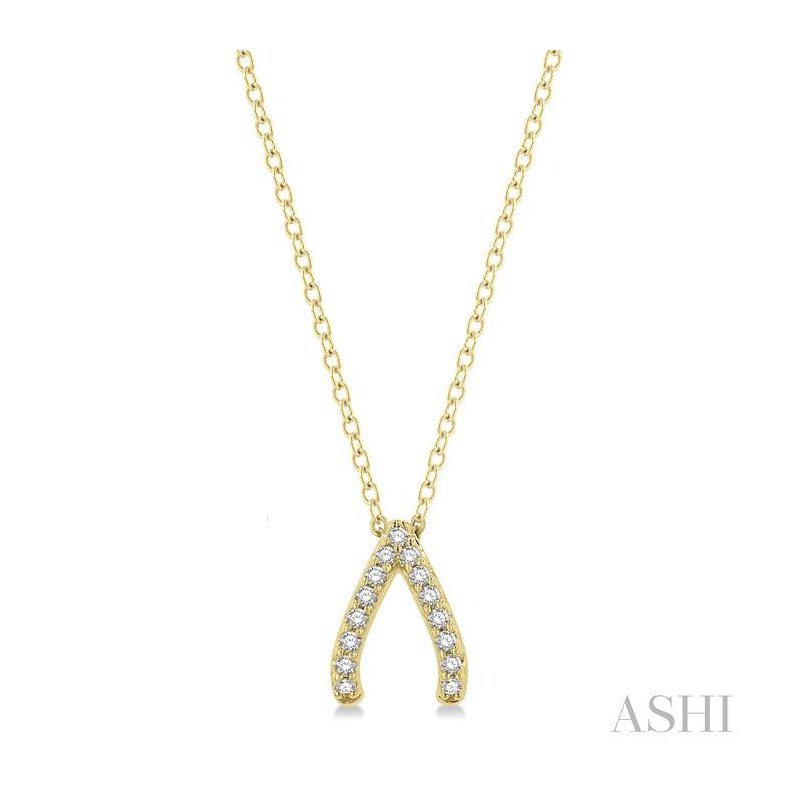 ASHI Wishbone Petite Diamond Fashion Pendant 641B8PPTSPDYG