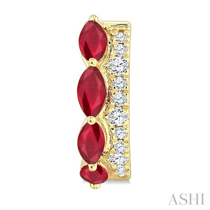 ASHI Marquise Shape Gemstone & Petite Diamond Fashion Hoop Earrings 666X8PPTGERRBYG