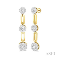 ASHI Paper Clip Lovebright Diamond Fashion Earrings 926B2PPFGERYW