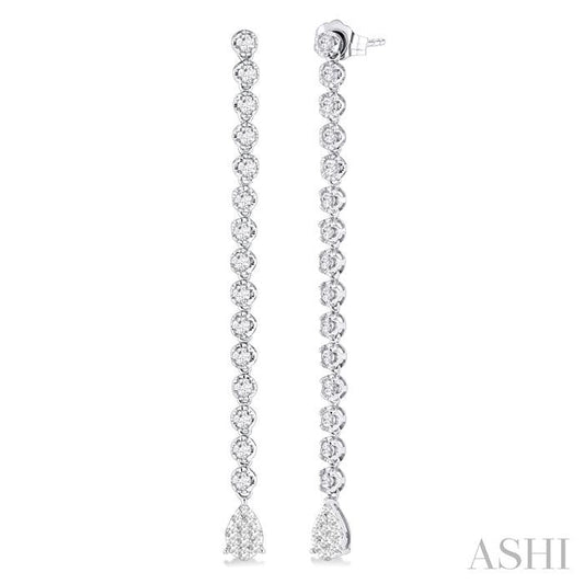 ASHI Pear Shape Lovebright Diamond Long Earrings 670E0PPFGERWG-1.25
