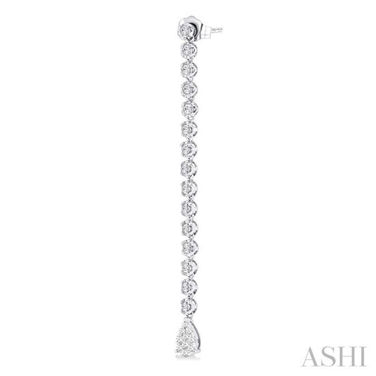 ASHI Pear Shape Lovebright Diamond Long Earrings 670E0PPFGERWG-1.25