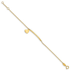 Quality Gold 14K Children's Polished Heart Dangle w/.5in ext. Bracelet BID109-5.5