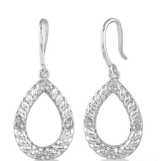 Parkplace Jewelers Silver Pear Shape Diamond Fashion Earrings 86789PPSSSLER