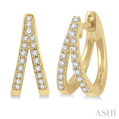 ASHI Split Petite Diamond Huggie Fashion Earrings 673V7PPTSERYG