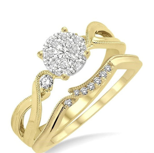 Parkplace Jewelers Round Shape Lovebright Diamond Wedding Set 15345PPFHYW-WS