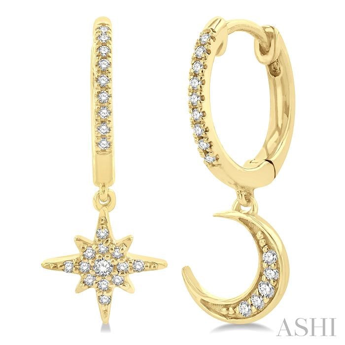 ASHI Star & Moon Petite Diamond Huggie Fashion Earrings 674W8PPTSERYG