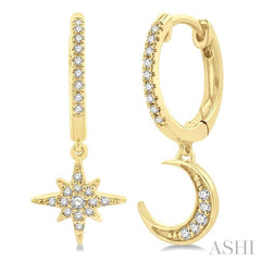 ASHI Star & Moon Petite Diamond Huggie Fashion Earrings 674W8PPTSERYG