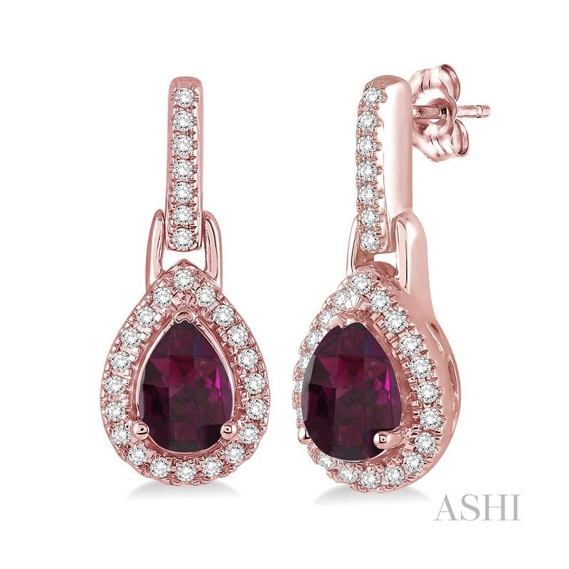 ASHI Pear Shape Gemstone & Halo Diamond Earrings 61097PPTSERRHPG