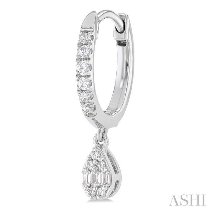 ASHI Pear Shape Fusion Petite Diamond Huggie Fashion Earrings 675W5PPTGERWG-PR