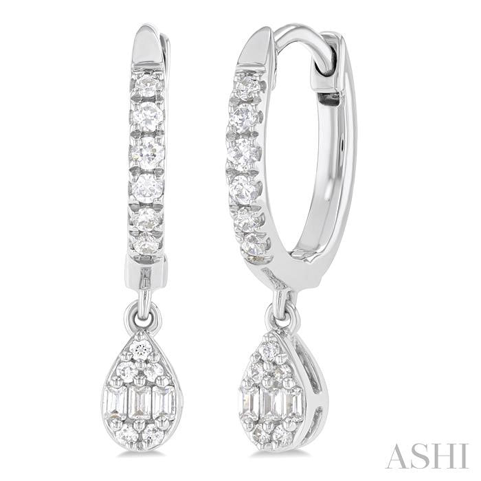 ASHI Pear Shape Fusion Petite Diamond Huggie Fashion Earrings 675W5PPTGERWG-PR