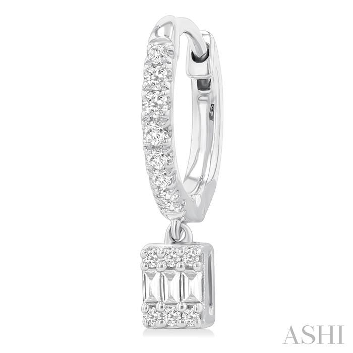 ASHI Rectangle Shape Fusion Petite Diamond Huggie Fashion Earrings 675W5PPTGERWG-RCT