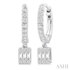 ASHI Rectangle Shape Fusion Petite Diamond Huggie Fashion Earrings 675W5PPTGERWG-RCT