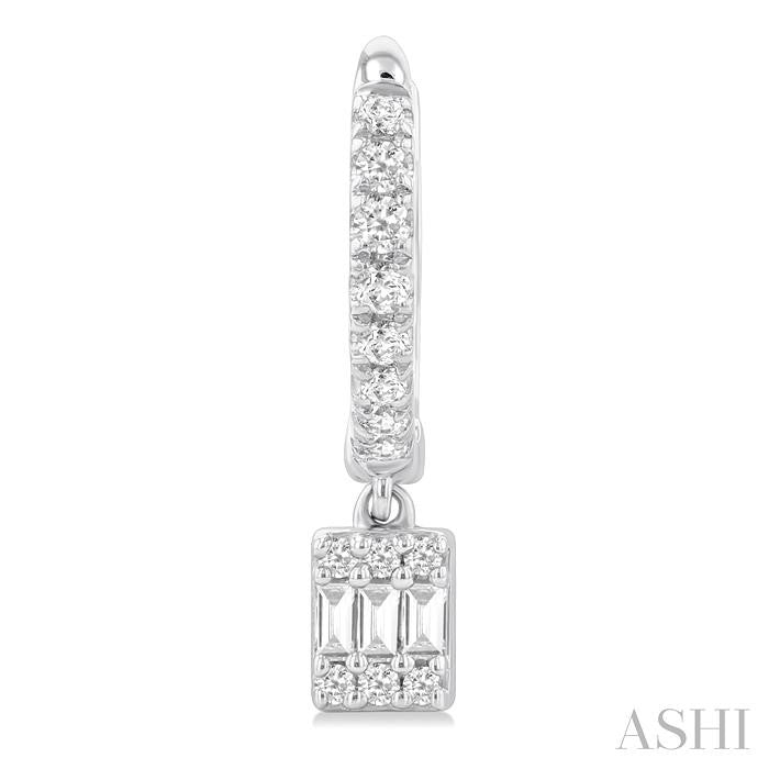 ASHI Rectangle Shape Fusion Petite Diamond Huggie Fashion Earrings 675W5PPTGERWG-RCT