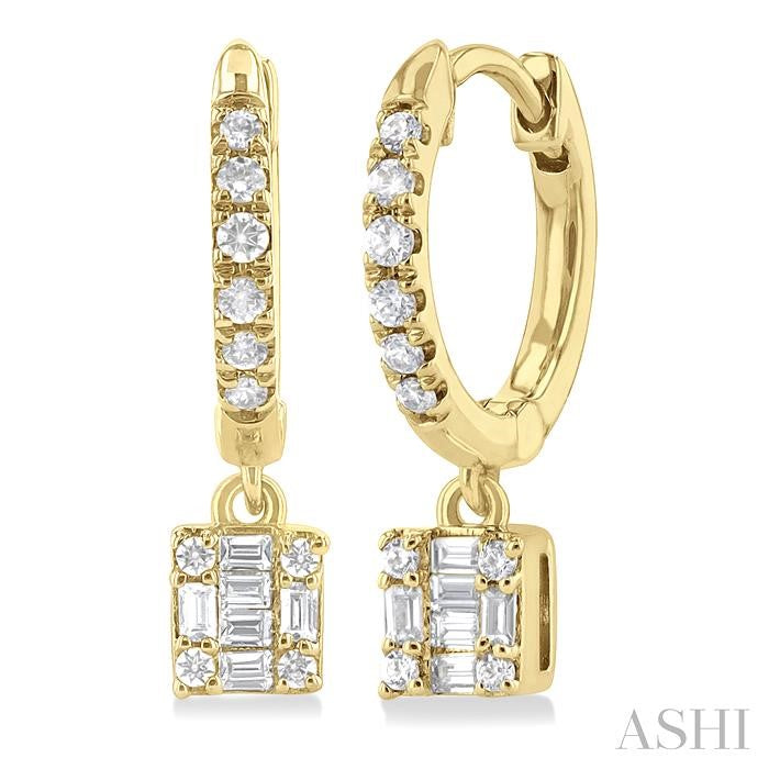 ASHI Square Shape Fusion Petite Diamond Huggie Fashion Earrings 675W5PPTGERYG
