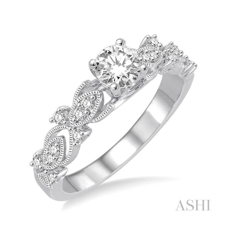 ASHI Round Shape Diamond Engagement Ring 231C3PPFHWG-LE