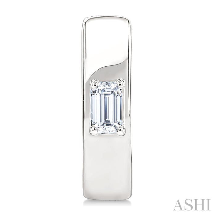 ASHI Emerald Shape Petite Prong Diamond Huggie Earrings 676X8PPTGERWG-OC