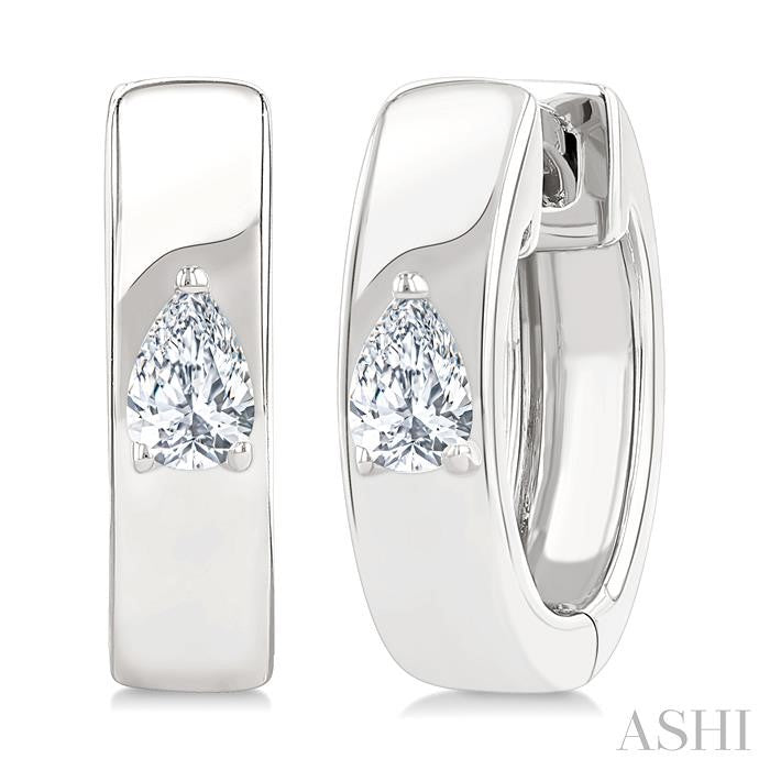 ASHI Pear Shape Petite Prong Diamond Huggie Earrings 676X8PPTGERWG-PR