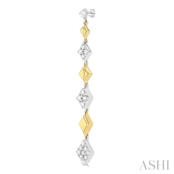 ASHI Puffed Diamond Shape Long Earrings 677E3PPFGERYW-KT