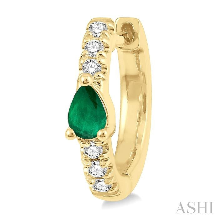 ASHI Pear Shape Gemstone & Petite Diamond Huggie Fashion Earrings 678V8PPTSEREMYG