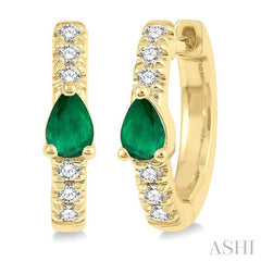 ASHI Pear Shape Gemstone & Petite Diamond Huggie Fashion Earrings 678V8PPTSEREMYG
