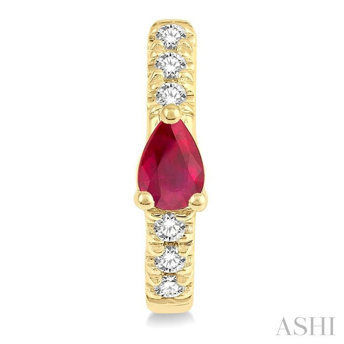 ASHI Pear Shape Gemstone & Petite Diamond Huggie Fashion Earrings 678V8PPTSERRBYG