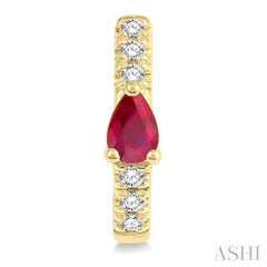 ASHI Pear Shape Gemstone & Petite Diamond Huggie Fashion Earrings 678V8PPTSERRBYG