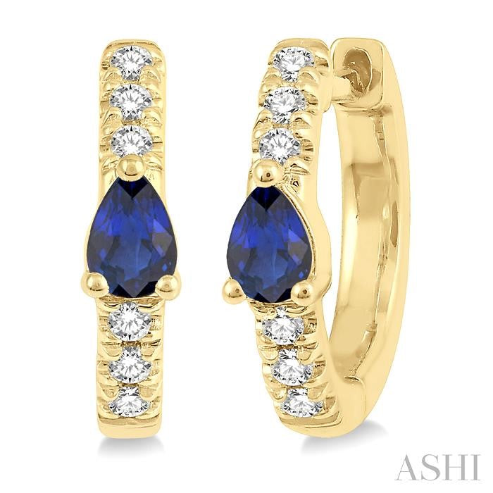 ASHI Pear Shape Gemstone & Petite Diamond Huggie Fashion Earrings 678V8PPTSERSPYG