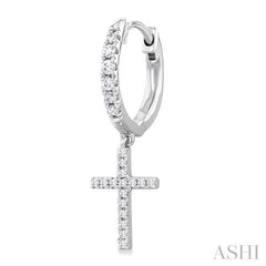 ASHI Cross Petite Diamond Huggie Fashion Earrings 678W5PPTSERWG
