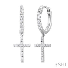 ASHI Cross Petite Diamond Huggie Fashion Earrings 678W5PPTSERWG