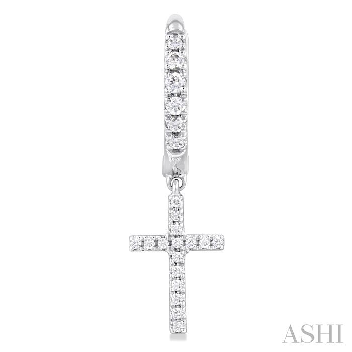 ASHI Cross Petite Diamond Huggie Fashion Earrings 678W5PPTSERWG