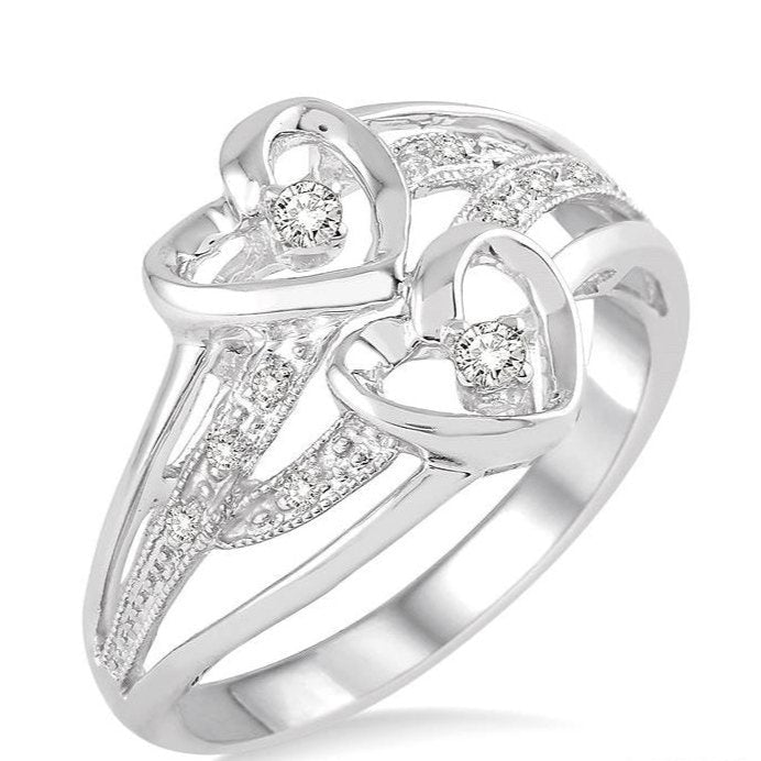 Parkplace Jewelers Silver Twice Heart Shape Diamond Fashion Ring 87979PPSSSLRG