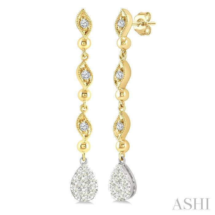 ASHI Pear Shape Lovebright Diamond Long Earrings 680E3PPFGERYW